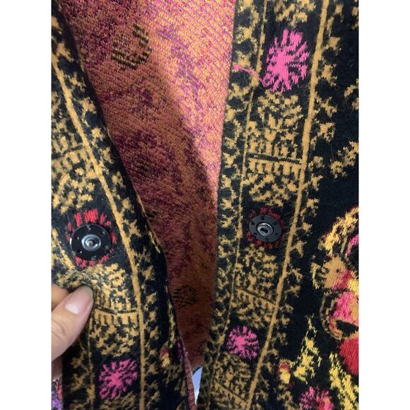 Moth by Anthropologie Paisley Intarsia Boho Cardigan Knit Sweater Size L - Picture 3 of 7